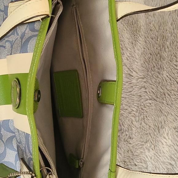Coach Purse, medium, green/ blue/ cream - Picture 8 of 9